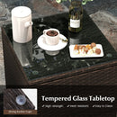 3 Pieces Outdoor Conversation Set with Cushioned Seat and Glass Tabletop by LJGDeals