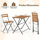 5 Piece Patio Acacia Wood Dining Set with 4 Folding Chairs-Brown by LJGDeals