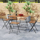 5 Piece Patio Acacia Wood Dining Set with 4 Folding Chairs-Brown by LJGDeals
