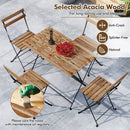 5 Piece Patio Acacia Wood Dining Set with 4 Folding Chairs-Brown by LJGDeals