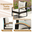 3 Piece Patio Conversation Set with Solid Acacia Wood Armrests and Tabletop-White by LJGDeals