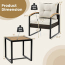 3 Piece Patio Conversation Set with Solid Acacia Wood Armrests and Tabletop-White by LJGDeals