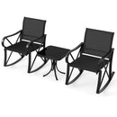 3 Piece Patio Rocking Set with Smooth Rocking Motion Outdoor Rocker Chair Bistro Set