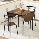 3 Pieces Dining Set with 2 Chairs and Modern Kitchen Table for Small Space-Brown by LJGDeals