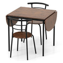 3 Pieces Dining Set with 2 Chairs and Modern Kitchen Table for Small Space-Brown by LJGDeals