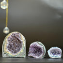 3 pieces lot Amethyst Crystals, Small Amethysts SET, polished crystals with agate layers at edges