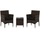 3 Pieces Outdoor Conversation Set with Cushioned Seat and Glass Tabletop by LJGDeals