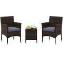 3 Pieces Outdoor Conversation Set with Cushioned Seat and Glass Tabletop by LJGDeals
