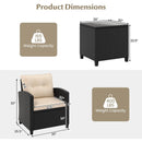 3 Pieces Patio Furniture Set with Tempered Glass Coffee Table by LJGDeals