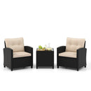 3 Pieces Patio Furniture Set with Tempered Glass Coffee Table by LJGDeals