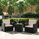 3 Pieces Patio Furniture Set with Tempered Glass Coffee Table by LJGDeals