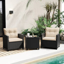 3 Pieces Patio Furniture Set with Tempered Glass Coffee Table by LJGDeals