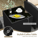 3 Pieces Patio Furniture Set with Tempered Glass Coffee Table by LJGDeals