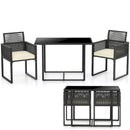 3 Pieces Patio Tempered Glass Top Table and Chairs Set for Porch Backyard-White by LJGDeals