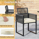 3 Pieces Patio Tempered Glass Top Table and Chairs Set for Porch Backyard-White by LJGDeals