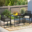 3 Pieces Patio Tempered Glass Top Table and Chairs Set for Porch Backyard-White by LJGDeals