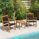 3 Pieces Rattan Bistro Set with Acacia Wood Frame for Garden by LJGDeals