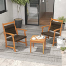 3 Pieces Rattan Bistro Set with Acacia Wood Frame for Garden by LJGDeals