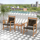 3 Pieces Rattan Bistro Set with Acacia Wood Frame for Garden by LJGDeals