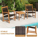 3 Pieces Rattan Bistro Set with Acacia Wood Frame for Garden by LJGDeals