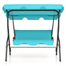 3 Seat Outdoor Patio Canopy Swing with Cushioned Steel Frame-Blue by LJGDeals