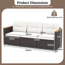 3-Seat Patio Couch Sofa with Deep Seating and Cushion-White
