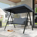 3-Seat Patio Swing Chair Porch Swing with Adjustable Canopy Thickened Cushions Pillow and Foldable Side Trays by LJGDeals