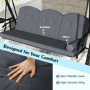 3-Seat Patio Swing Chair Porch Swing with Adjustable Canopy Thickened Cushions Pillow and Foldable Side Trays by LJGDeals