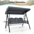 3-Seat Patio Swing Chair Porch Swing with Adjustable Canopy Thickened Cushions Pillow and Foldable Side Trays by LJGDeals