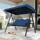 3-Seat Patio Swing Chair Porch Swing with Adjustable Canopy Thickened Cushions Pillow and Foldable Side Trays by LJGDeals