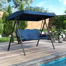 3-Seat Patio Swing Chair Porch Swing with Adjustable Canopy Thickened Cushions Pillow and Foldable Side Trays by LJGDeals
