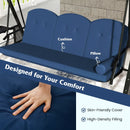 3-Seat Patio Swing Chair Porch Swing with Adjustable Canopy Thickened Cushions Pillow and Foldable Side Trays by LJGDeals