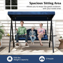 3-Seat Patio Swing Chair Porch Swing with Adjustable Canopy Thickened Cushions Pillow and Foldable Side Trays by LJGDeals