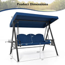 3-Seat Patio Swing Chair Porch Swing with Adjustable Canopy Thickened Cushions Pillow and Foldable Side Trays by LJGDeals