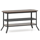 3-tier Console Table TV Stand with Mesh Storage Shelf-Rustic Brown by LJGDeals