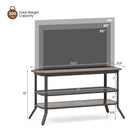 3-tier Console Table TV Stand with Mesh Storage Shelf-Rustic Brown by LJGDeals