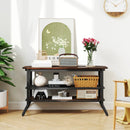 3-tier Console Table TV Stand with Mesh Storage Shelf-Rustic Brown by LJGDeals