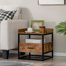 3-tier Nightstand with Drawer and Raised Top Baffles
