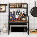 3-Tier Microwave Stand with 2 Open Shelves and Heavy-duty Metal Frame-Rustic Brown by LJGDeals