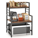 3-Tier Microwave Stand with 2 Open Shelves and Heavy-duty Metal Frame-Rustic Brown by LJGDeals