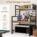 3-Tier Microwave Stand with 2 Open Shelves and Heavy-duty Metal Frame-Rustic Brown by LJGDeals