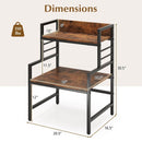 3-Tier Microwave Stand with 2 Open Shelves and Heavy-duty Metal Frame-Rustic Brown by LJGDeals