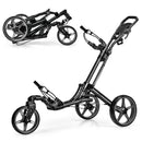Folding Golf Push Cart with Scoreboard Adjustable Handle Swivel Wheel