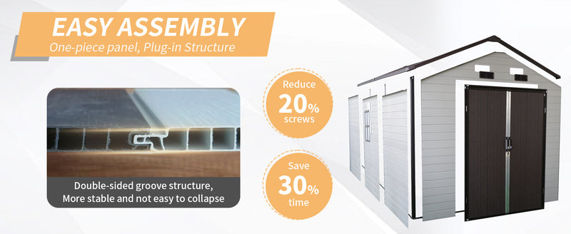 8x14 Ft Outdoor Resin Storage Shed with Windows, photo 7 of 10