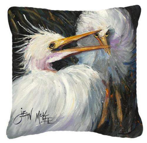 White Egret Canvas Fabric Decorative Pillow JMK1213PW1414