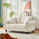 2 Seater Sofa With Rolled Arms, Tufted Upholstered Couch by Unique Piece Furniture