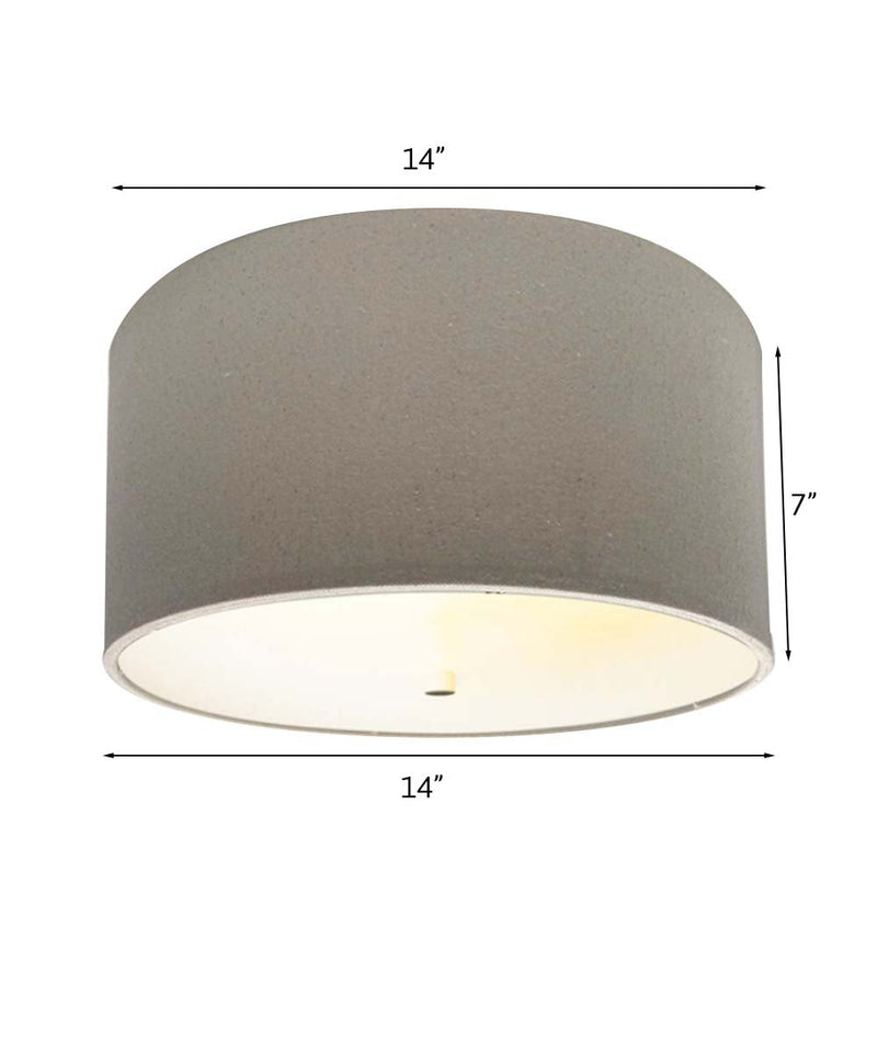 Moderne Flush Mount Conversion Kit 14"w Light Oatmeal Hardback Drum Lampshade