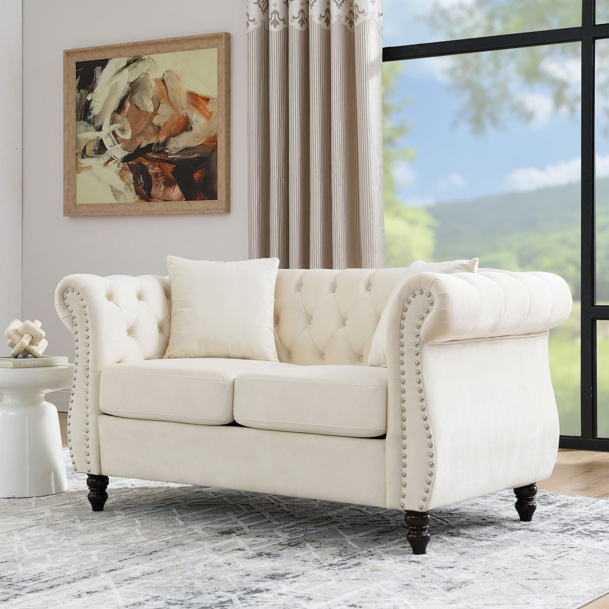 Chesterfield Sofa With Rolled Arms And Nailhead Trim, photo 20 of 40