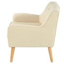 Mid-Century Modern Armchair - Tufted Fabric Accent Chair with Solid Wood Legs by HouseOfZazla