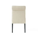 Dining Rolltop Chairs (Set of 2), Upholstered Armless Chair With Wood Leg - Ivory by HouseOfZazla